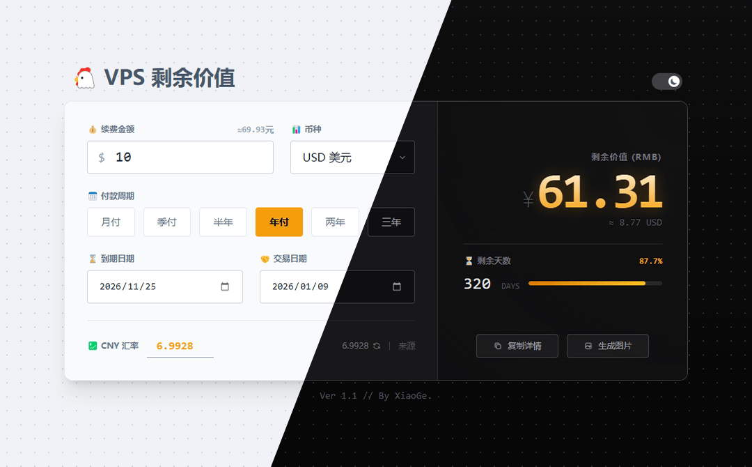 VPS剩余价值计算器